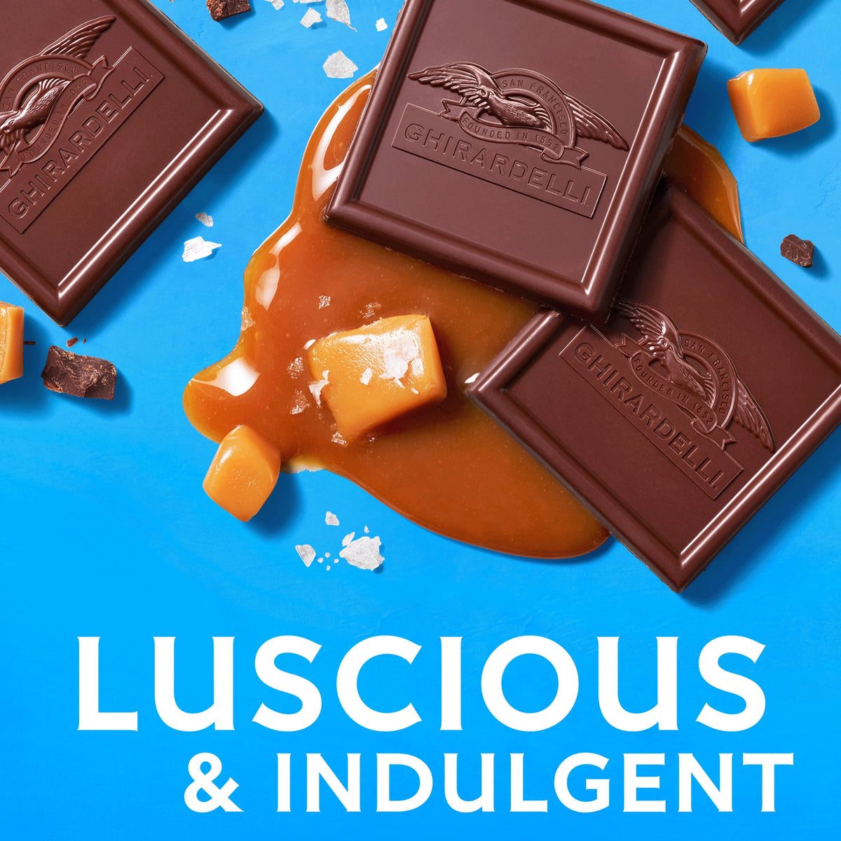 GHIRARDELLI Dark Chocolate Candy SQUARES with Sea Salt Caramel Filling, 5.32 oz Bag