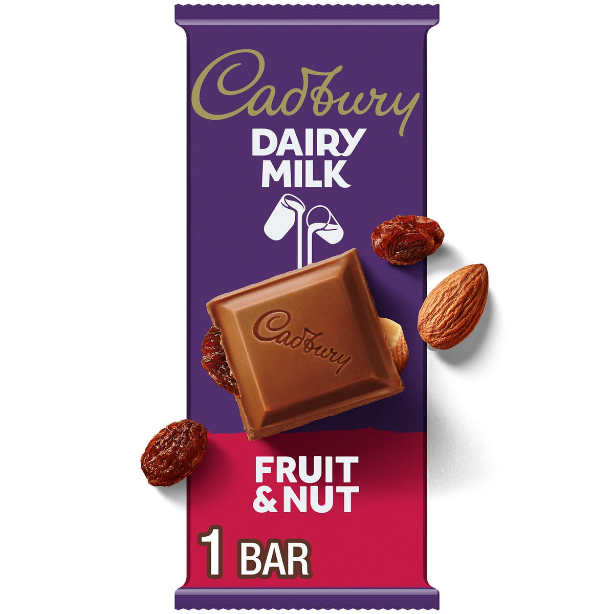 Cadbury Dairy Milk Fruit & Nut Milk Chocolate Candy Bar, 3.5 Oz