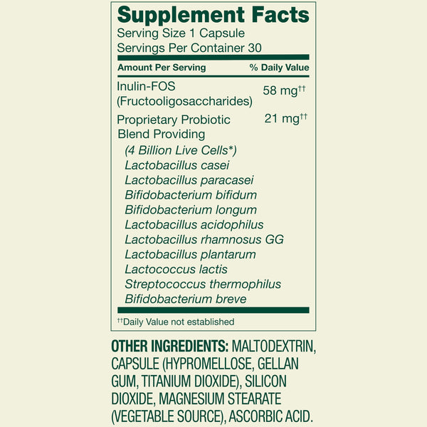 Spring Valley Daily Probiotic Delayed Release Capsules for Digestive Health, 4 Billion Live Cells, 30 Count