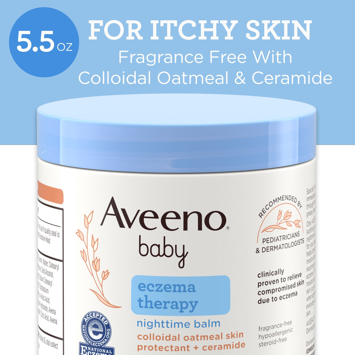 Aveeno Baby Eczema Therapy Nighttime Body Balm, Colloidal Oatmeal, 5.5 oz