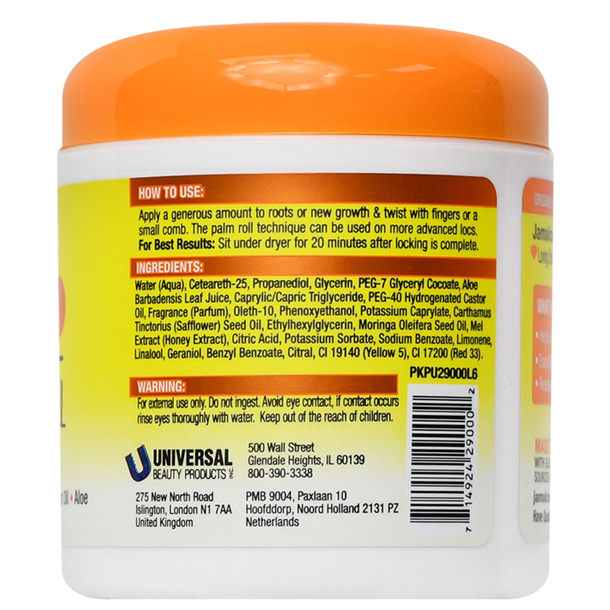 Jamaican Mango & Lime Frizz Control Jar Hair Styling & Locking Gel, Unisex, 6 oz