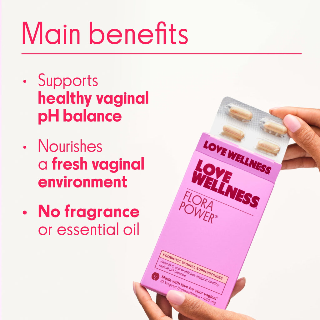 Love Wellness Flora Power, Probiotic Vaginal Suppositories, 10ct