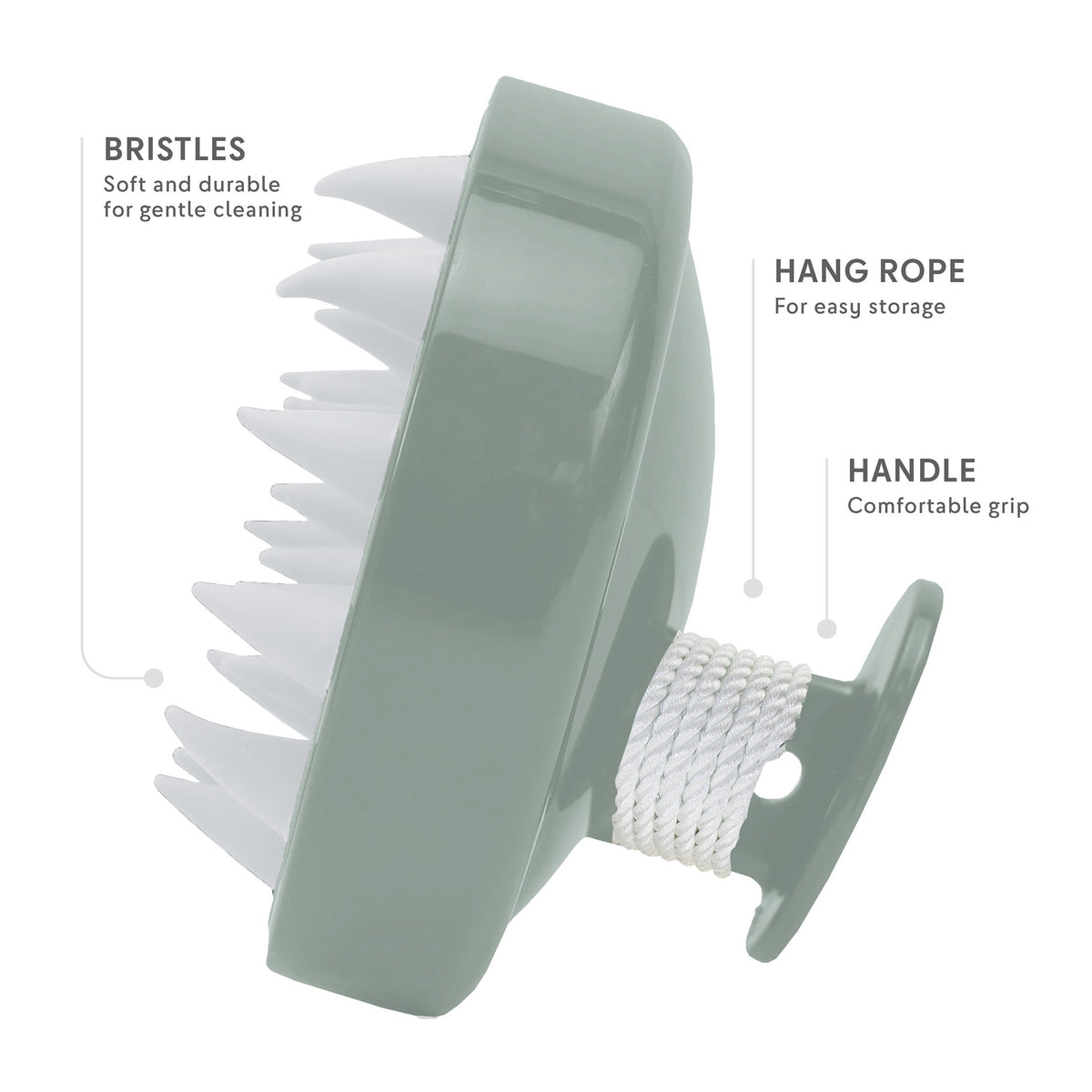 S&T INC. Shampoo Scalp Massager, Silicone Bristles, 3 inch Diameter, 1 Pack, Green with White Bristles