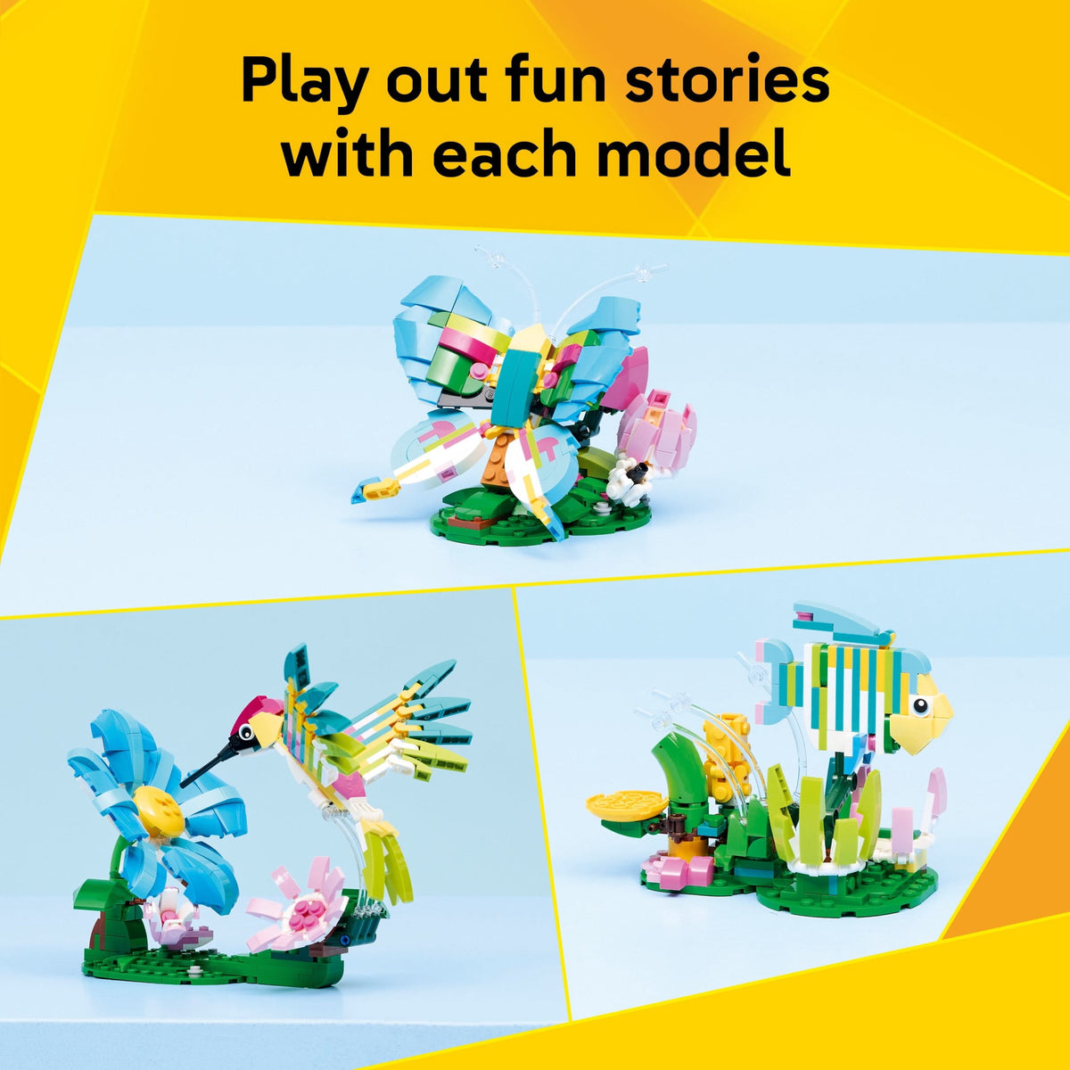 LEGO Creator 3 in 1 Wild Animals Colorful Hummingbird Building Toy 31384, Builds Bird, Butterfly or Tropical Fish, Ages 8+