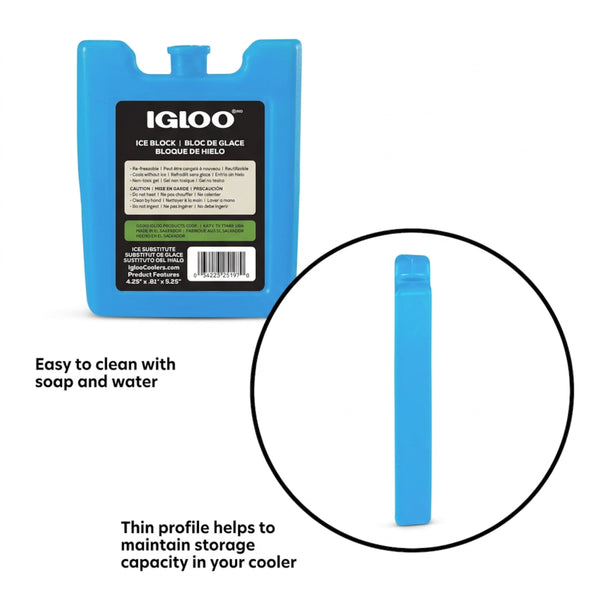 Igloo MaxCold Small Ice Freeze Block, Blue, Best Used for On-the-Go Snacks and Lunches to Keep Food Cool
