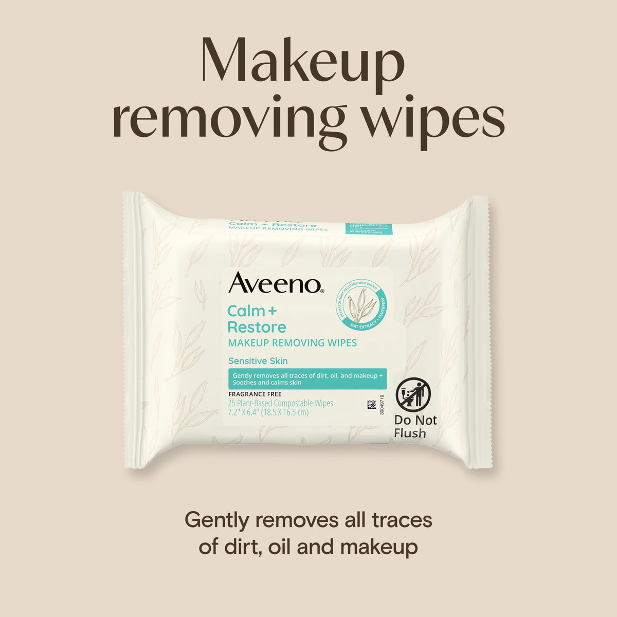 Aveeno Calm + Restore Unscented Face Wipes, 25 Count