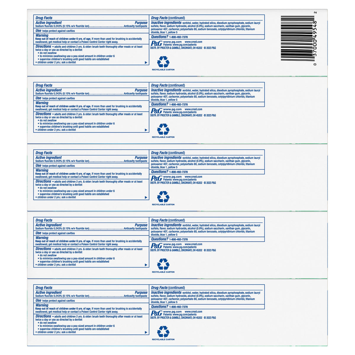 Crest Complete + Scope Advanced Active Foam Toothpaste Pack, 5 ea