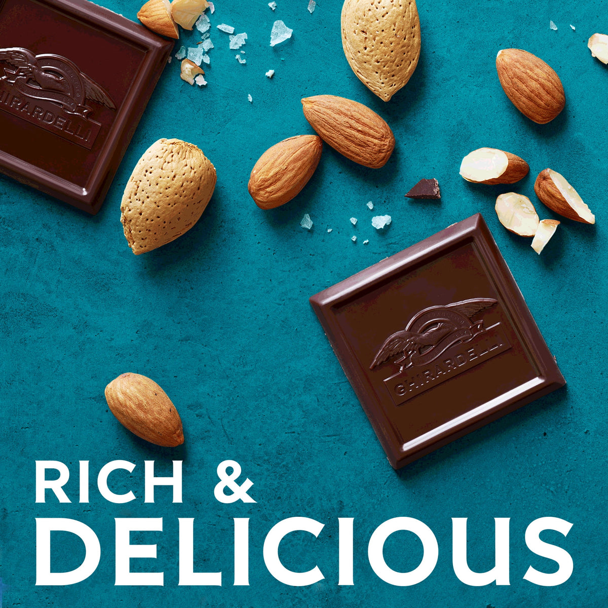 GHIRARDELLI PREMIUM DARK Sea Salt Almond Dark Chocolate Candy Bar, 3.5 oz Bar