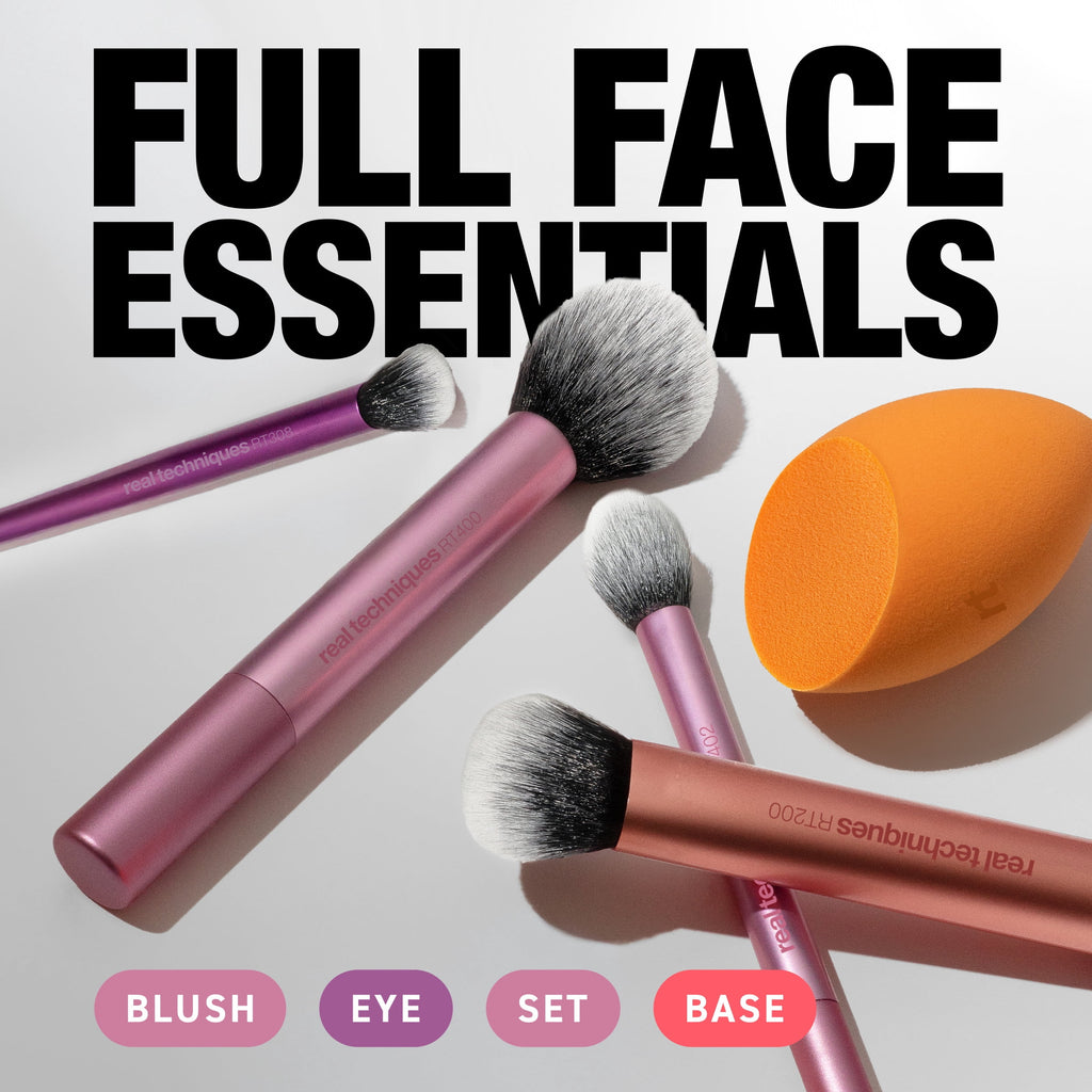 Real Techniques Everyday Essentials Kit, Makeup Brush & Beauty Sponge Set, 5 Piece Set