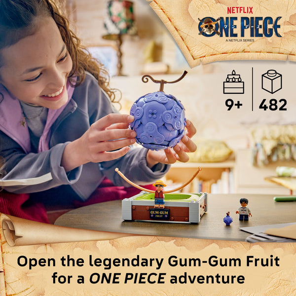 LEGO One Piece Gum Gum Fruit Building Toy Set with Luffy Minifigure, Ages 9+, 75647
