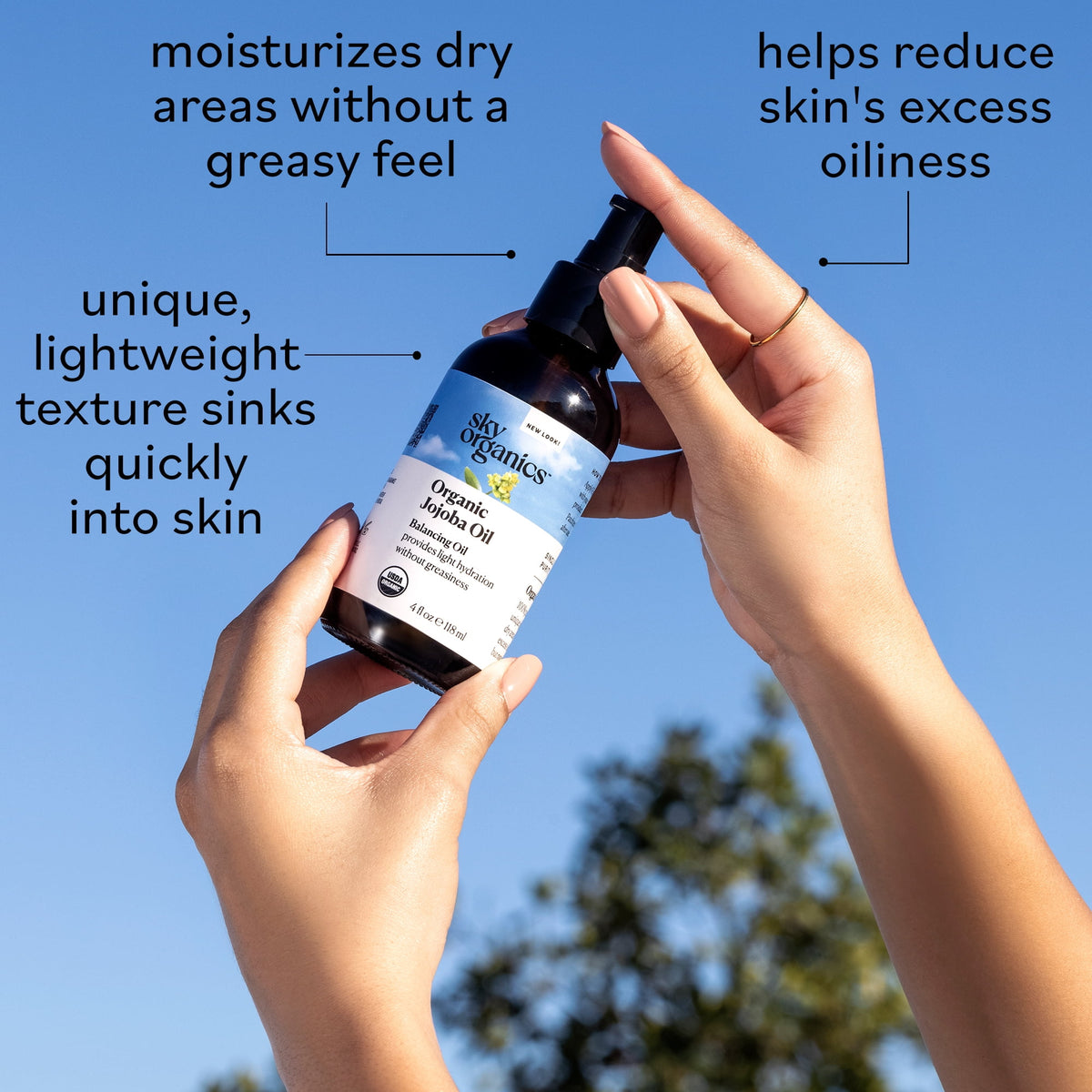 Sky Organics Organic Jojoba Oil for Face, Balancing Oil for Light Hydration & Helps Reduce Excess Oiliness, Suitable For Oily, Combination