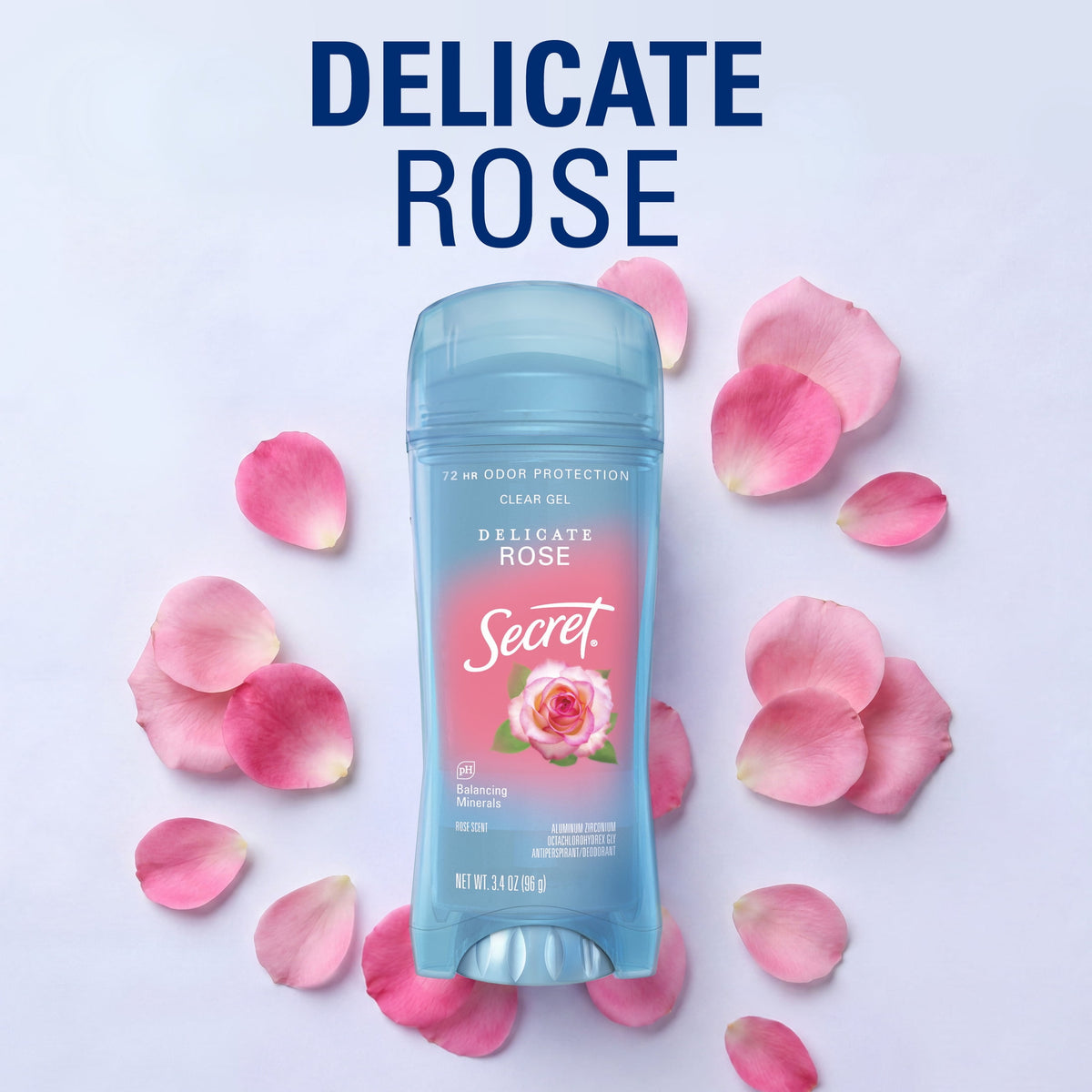 Secret Antiperspirant and Deodorant for Women, Clear Gel, Rose Scent, 3.4 oz
