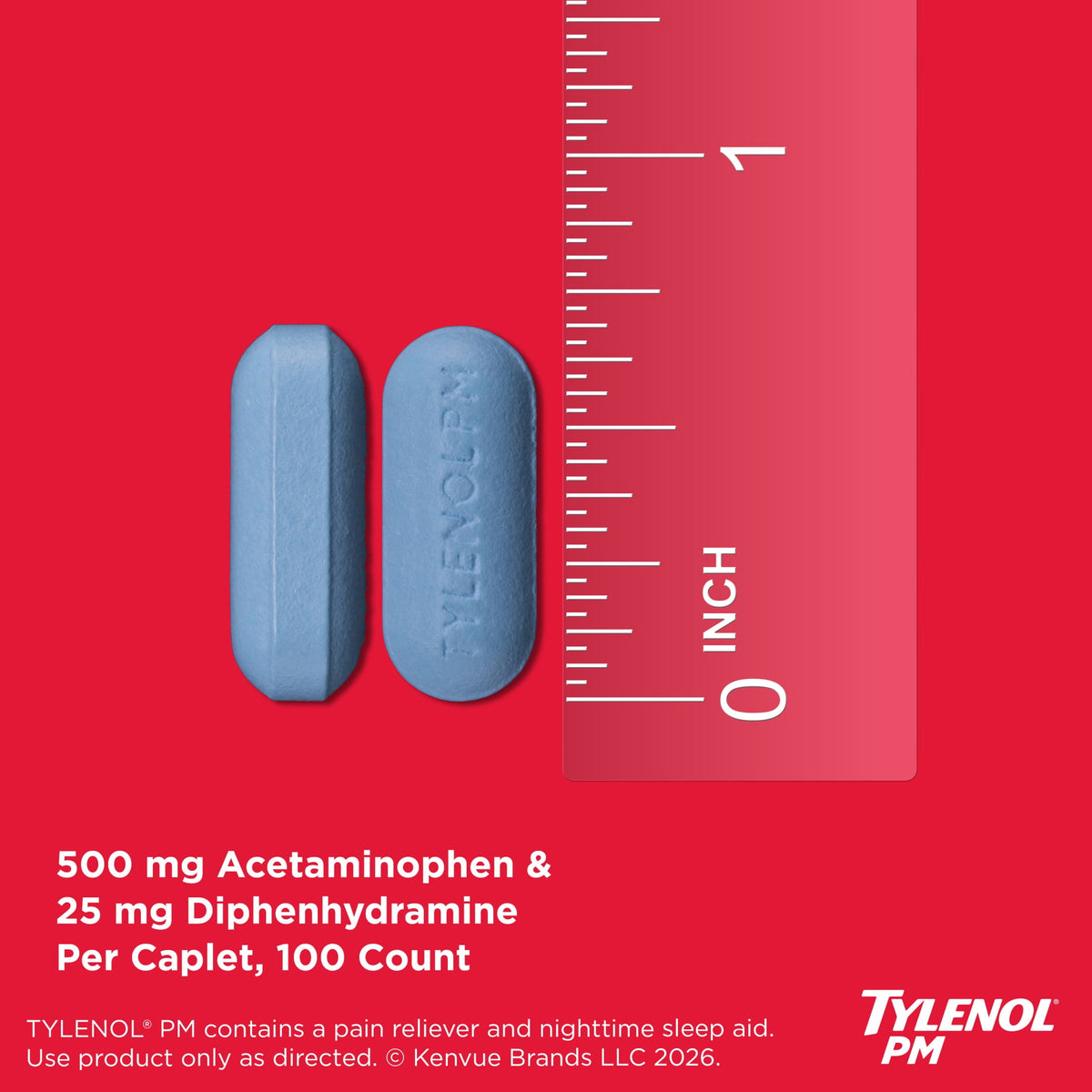 Tylenol PM Extra Strength Pain Reliever & Sleep Aid Caplets, 100 Count