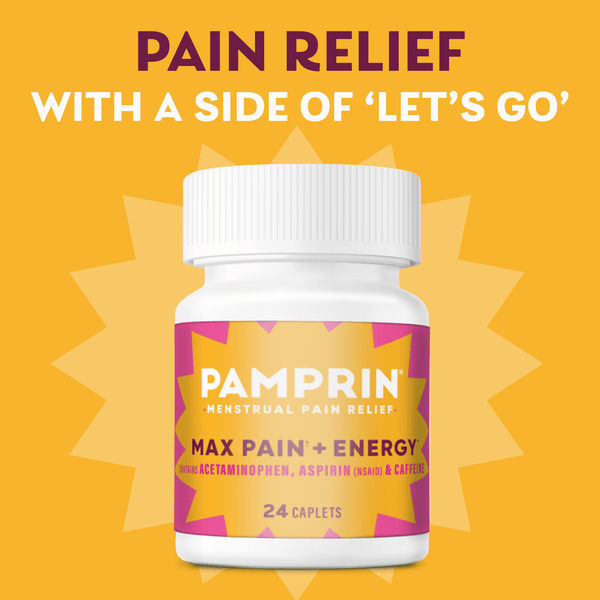 Pamprin Maximum Strength Pain + Energy Menstrual Pain Relief Caplets, 24 Ct
