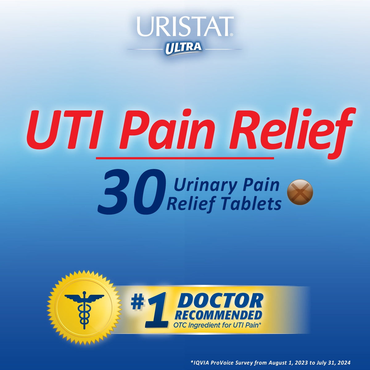 URISTAT Ultra UTI Pain Relief, Cranberry Flavored UTI Treatment Tablets, 30 Ct