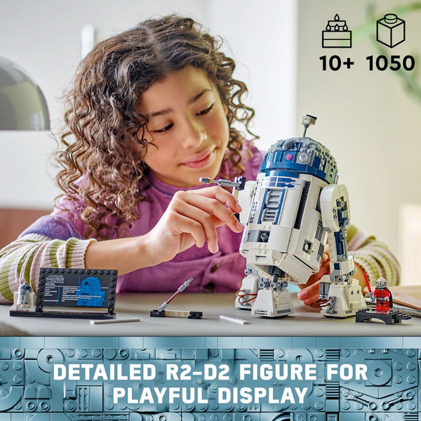 LEGO Star Wars R2-D2 Brick Built Droid Figure, Collectible Star Wars Room Décor with Exclusive 25th Anniversary Minifigure Darth Malak, Creative Play