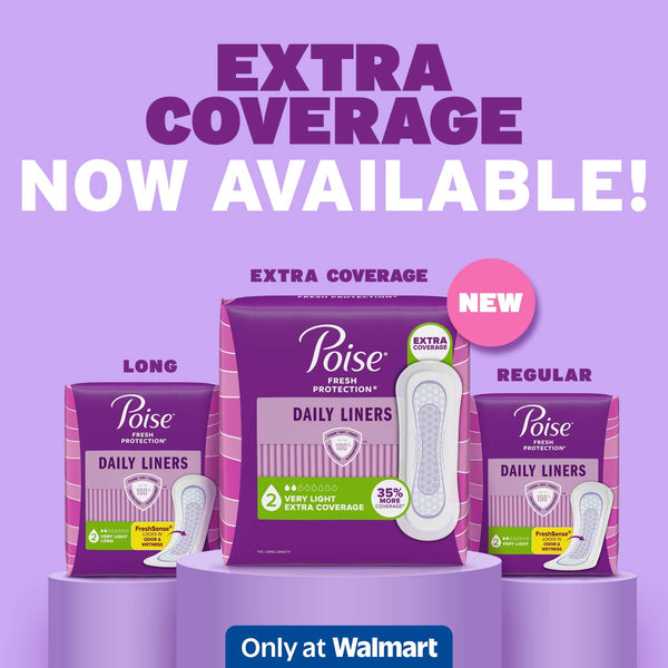 Poise Daily Incontinence Panty Liners, 2 Drop Very Light Absorbency, Regular, 87 Count
