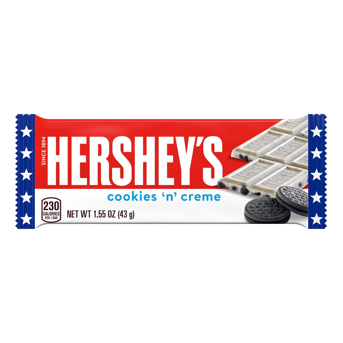 HERSHEY'S Cookies 'n' Creme Patriotic Candy Bar, 1.55 oz