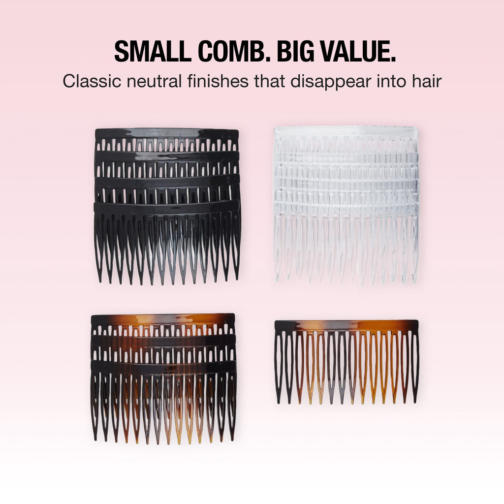 Scunci Plastic Side Hair Combs, Multicolor, 12 Count