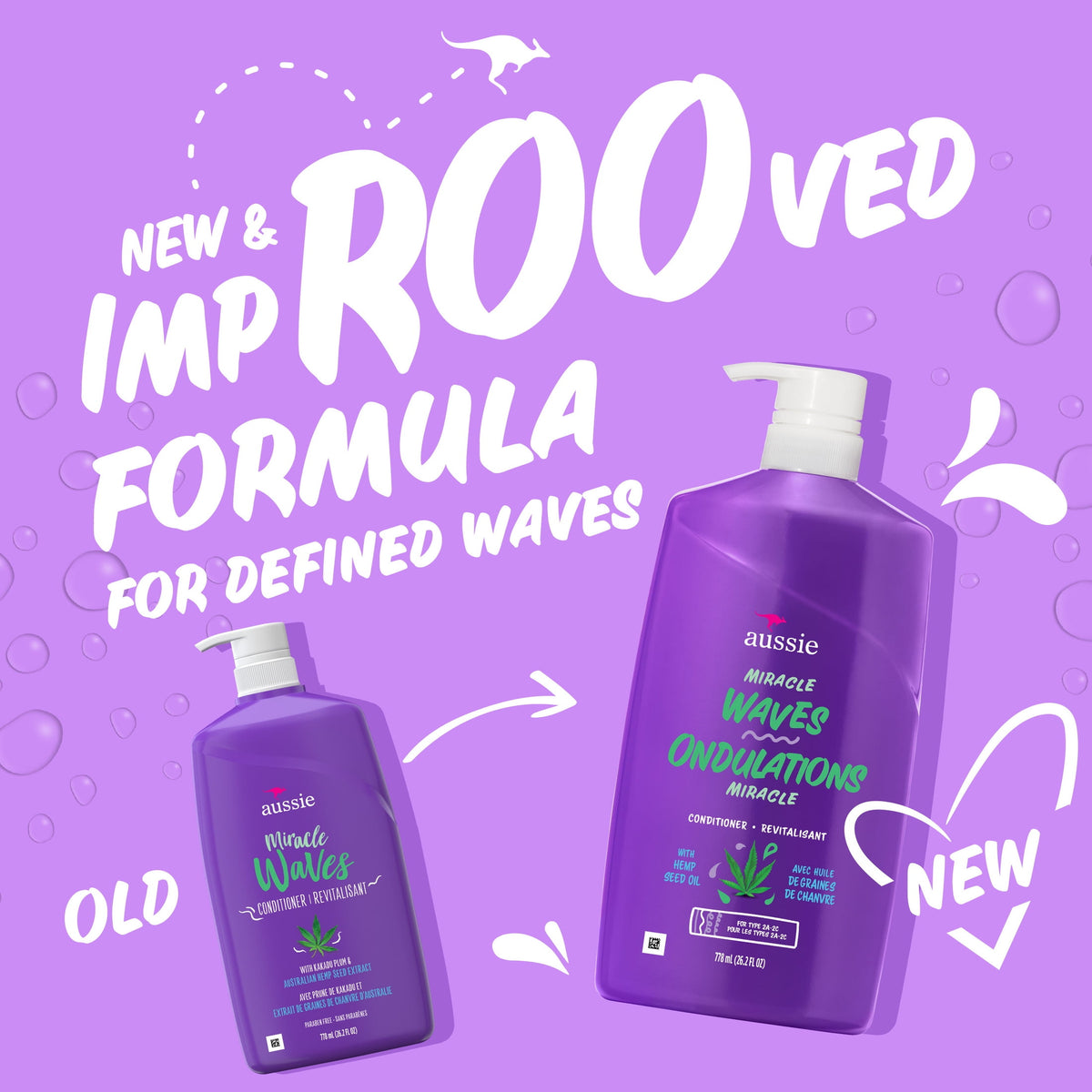 Aussie Miracle Waves Anti-Frizz Hemp Paraben-Free Conditioner, 26.2 fl oz. for All Hair Types