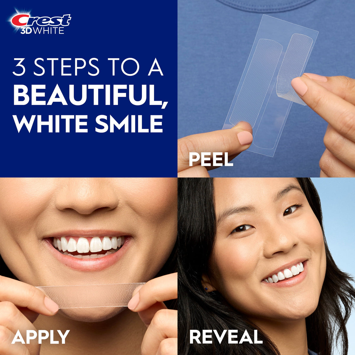 Crest 3DWhitestrips at Home Teeth Whitening, Classic White, 10 Treatments, 20 Strips