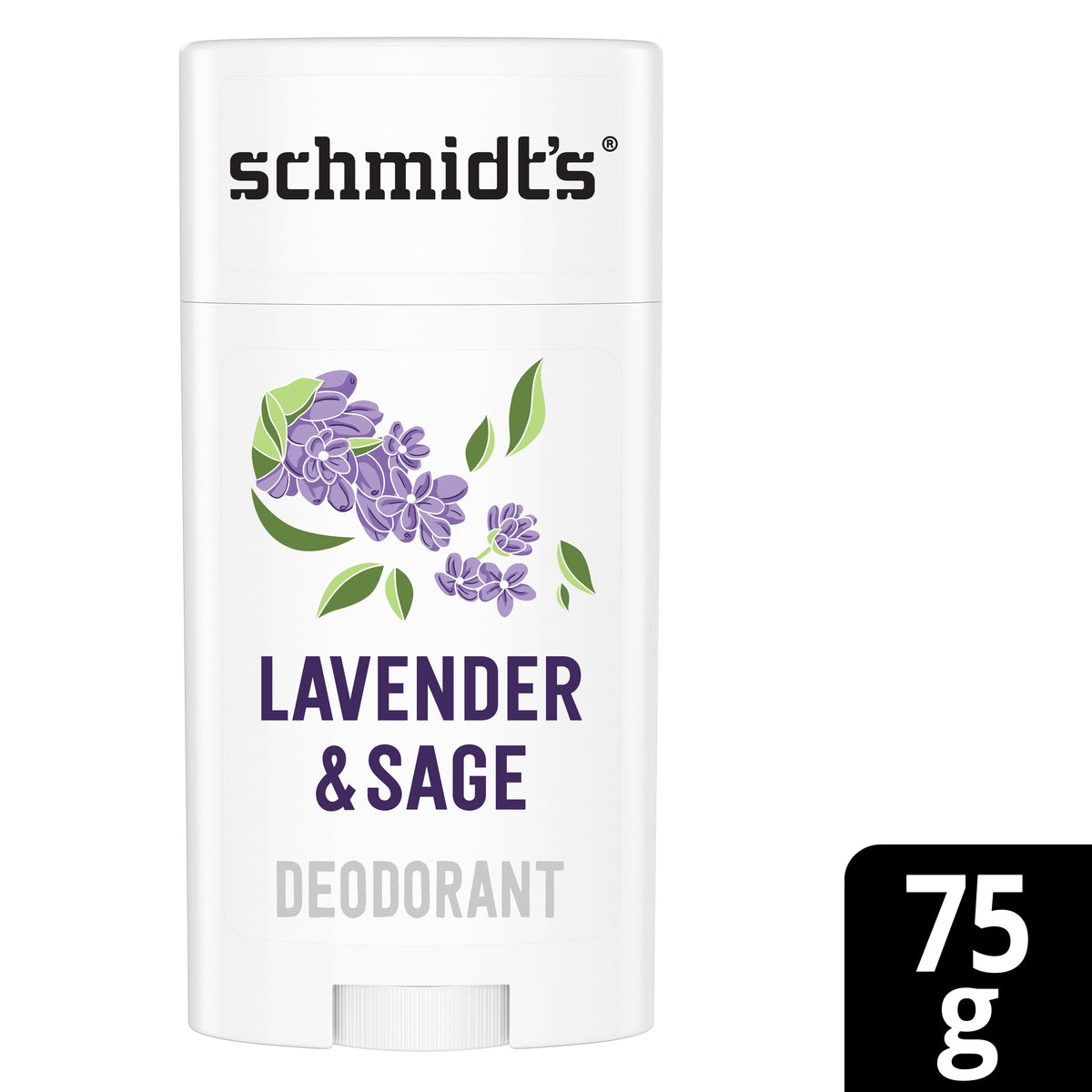 Schmidt's Lavender & Sage 24 Hour Odor Protection Aluminum-Free Vegan Deodorant, 2.65 oz