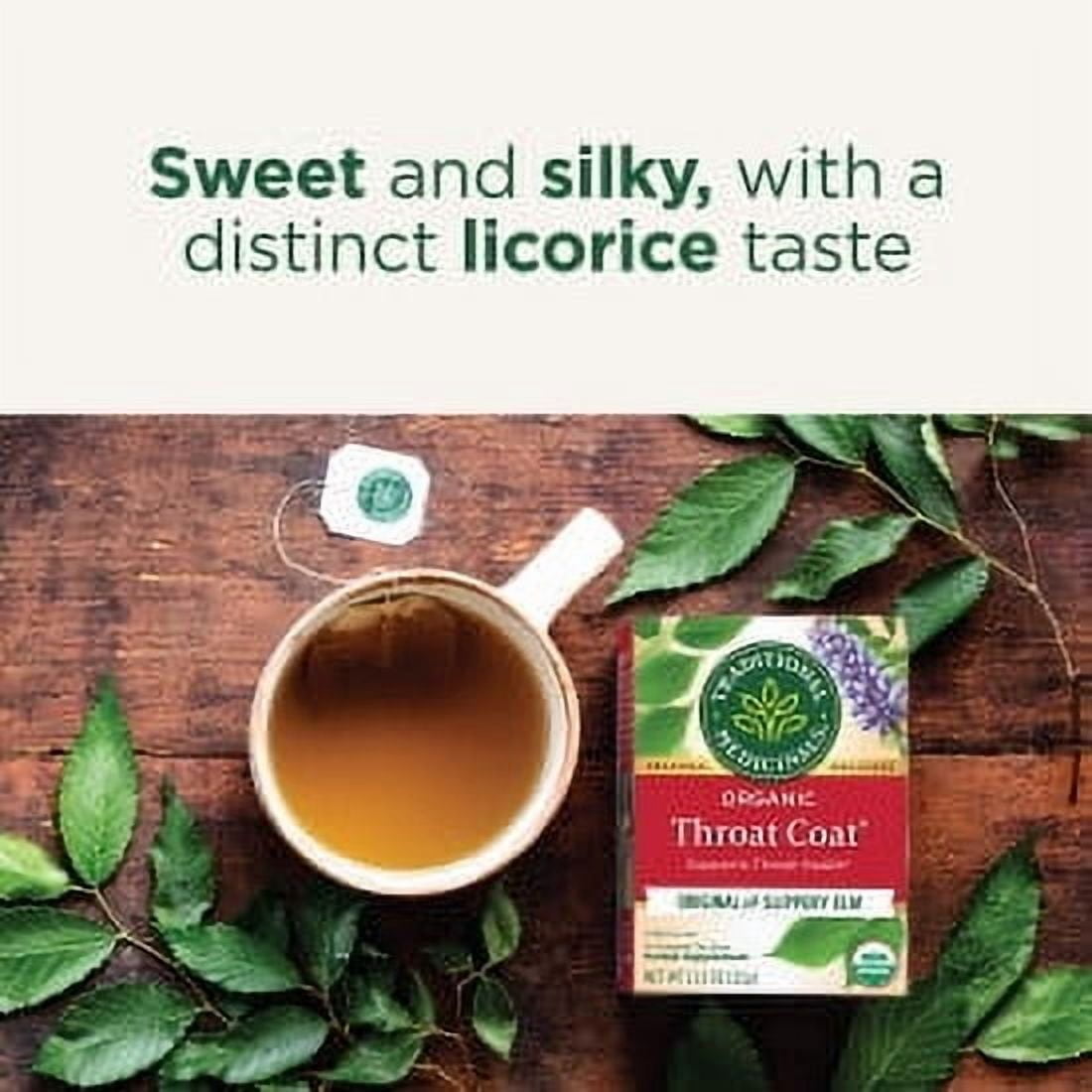 Traditional Medicinals Organic Throat Coat Herbal Tea with Licorice Root and Slippery Elm Bark, 16 Tea Bags