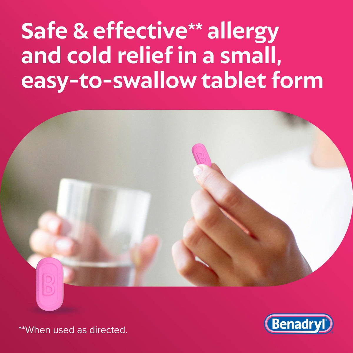 Benadryl Allergy Medicine for Adults, Ultratablets, 25 mg Diphenhydramine HCl, 100 Count Size