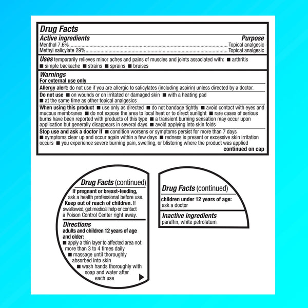 Icy Hot Original Pain Relief Balm, Fast-Acting Pain Relief With Menthol 7.6% and Methyl Salicylate 29%, Ice and Heat Contrast Therapy for Backaches