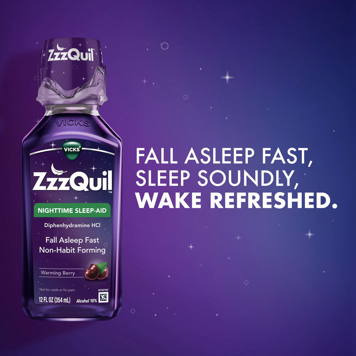 ZzzQuil Liquid Sleep Aid, Diphenhydramine 50mg HCl, Warming Berry Flavored, 2 Pack, 24 fl oz