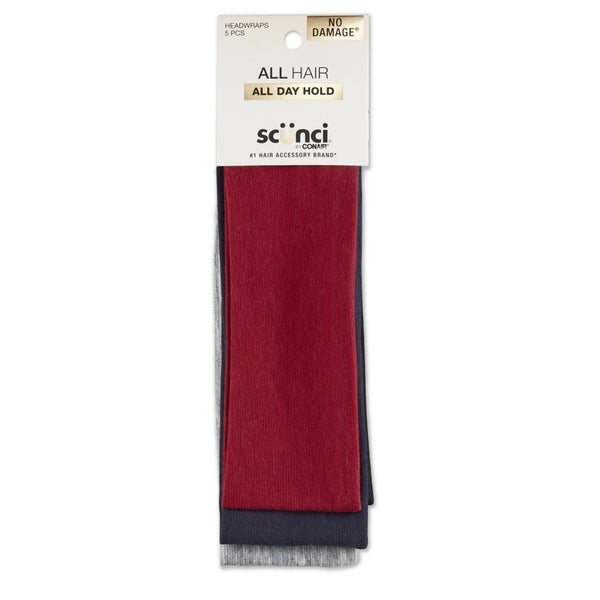 Scunci Classic Knit Headwrap Fabric Headband, Multicolor, 5 Count