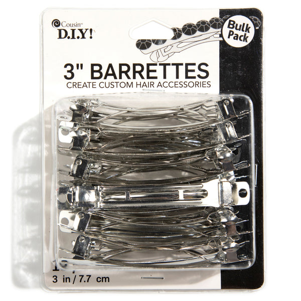 Cousin DIY 3 in Metal French Barrette, Hair Clip, Silver, 18 Piece, Adult