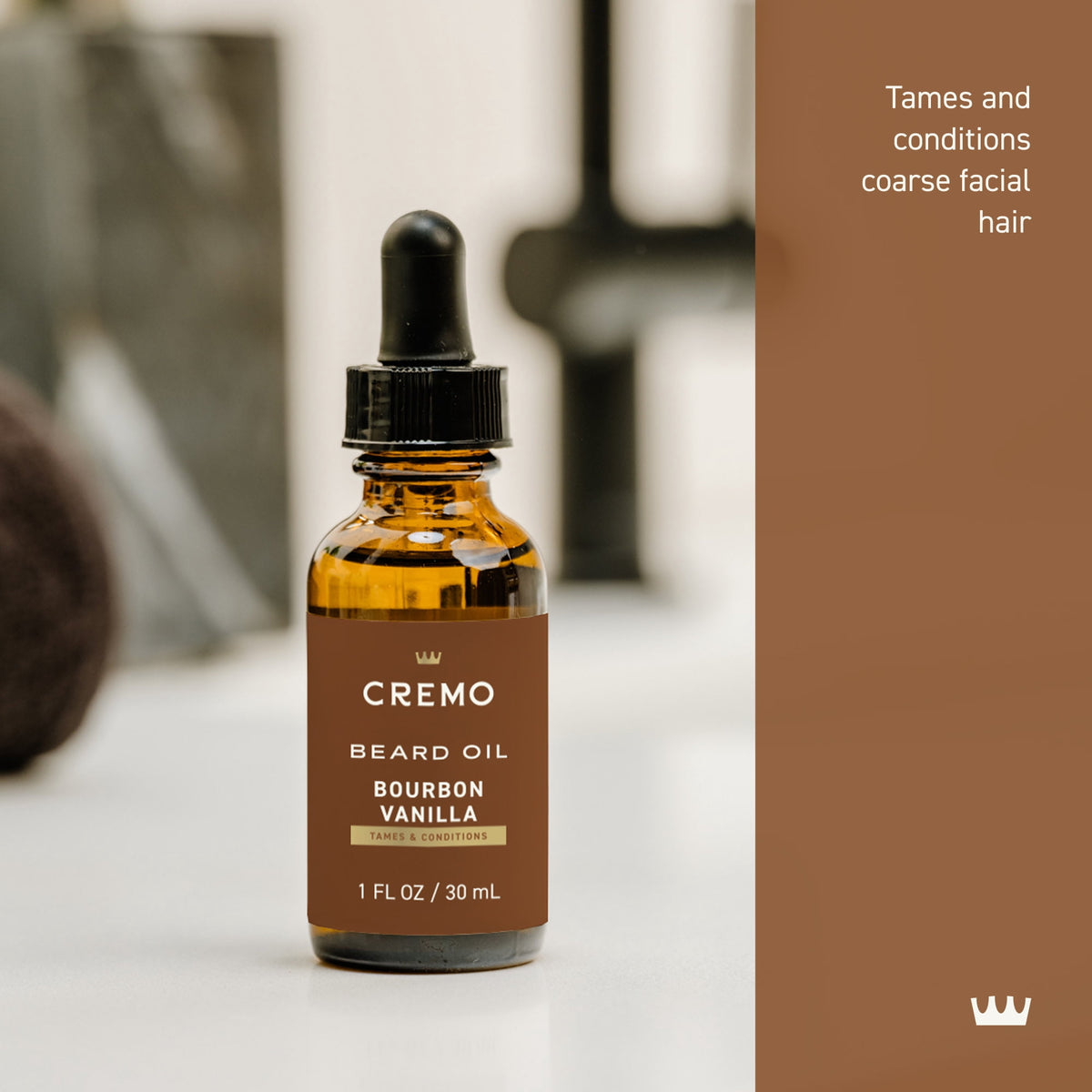 Cremo Beard Oil, Bourbon Vanilla Scent, 1 Fl Oz, Moisturizes & Softens Beards