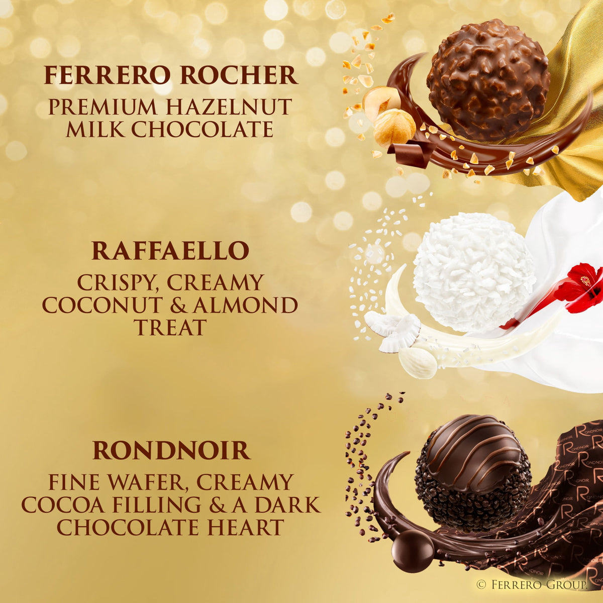 Ferrero Collection Gourmet Gift Box, 12 Assorted Chocolate with Dark Chocolate, Coconut, and Milk Chocolate, 4.6 oz