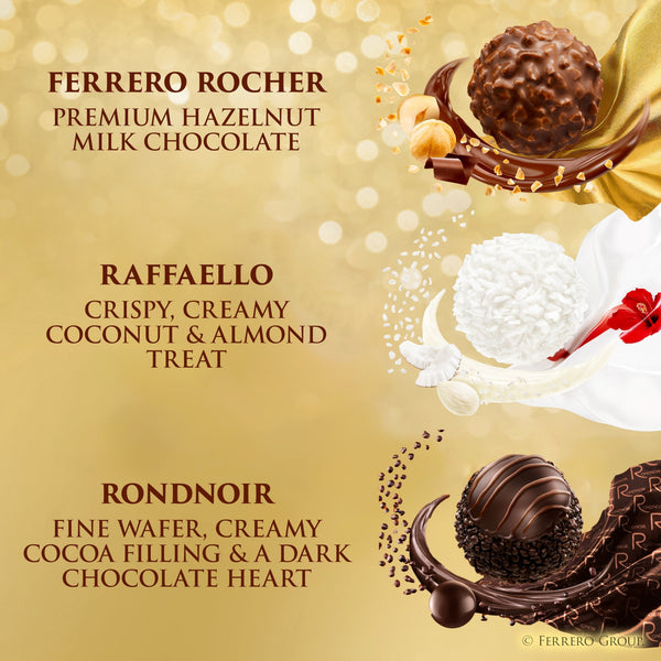 Ferrero Collection Gourmet Gift Box, 12 Assorted Chocolate with Dark Chocolate, Coconut, and Milk Chocolate, 4.6 oz
