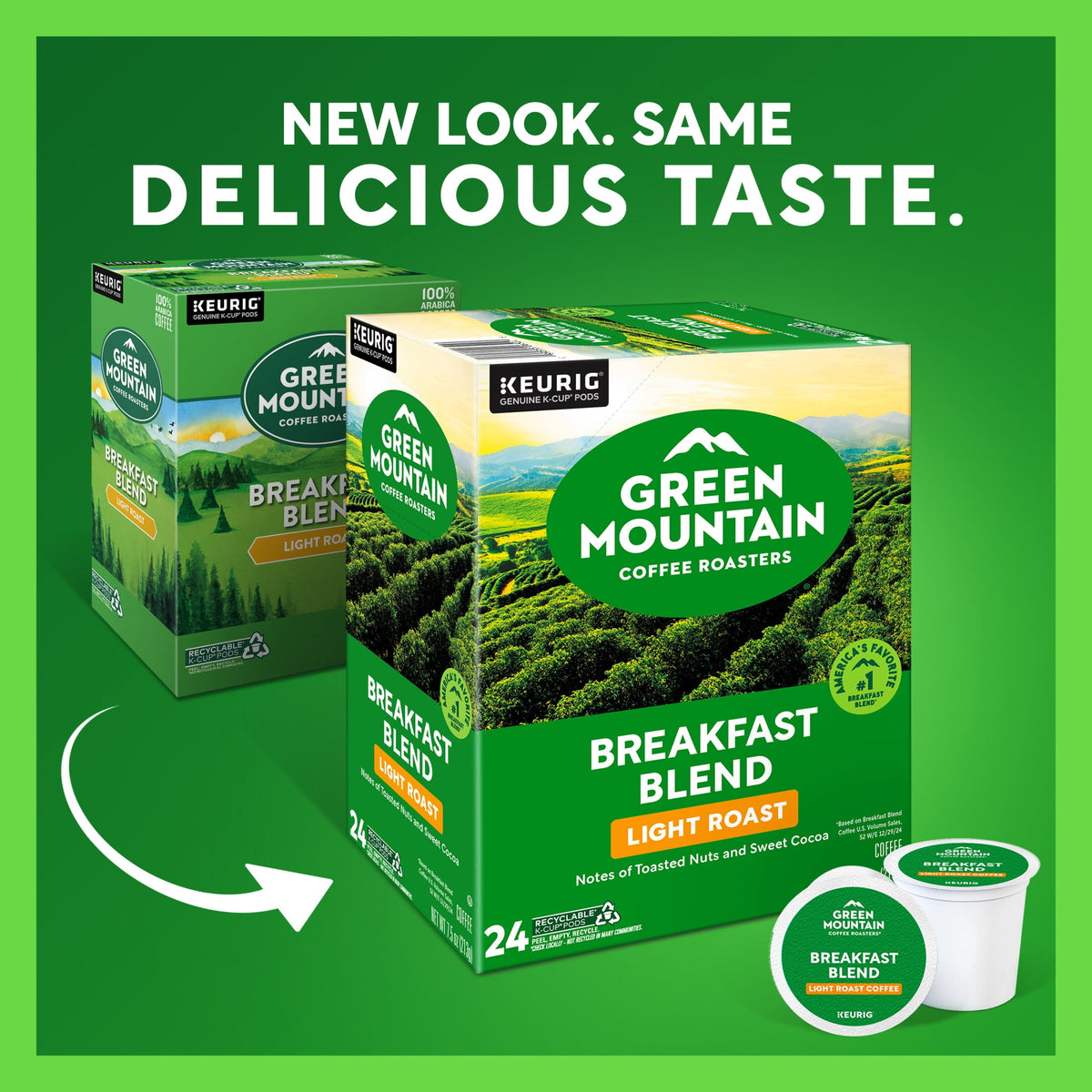 Green Mountain Coffee Roasters, Breakfast Blend Light Roast K-Cup Coffee Pods, 24 Count