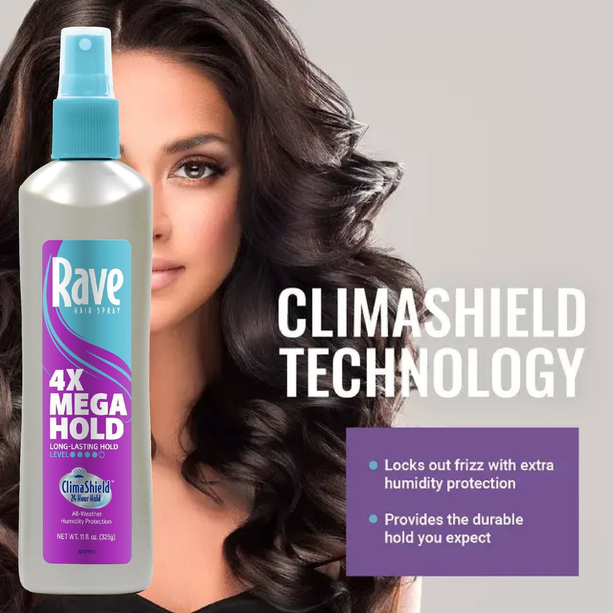 Rave 4X Mega Hold Non-Aerosol Hair Spray, All-Weather Protection with Vitamin-Rich Formula, 11 oz