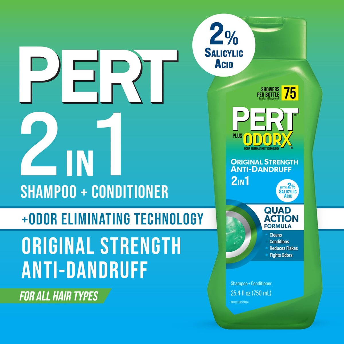 Pert Advanced Anti-Dandruff Relief 2-in-1 Shampoo Plus Conditioner, 25.4 fl oz