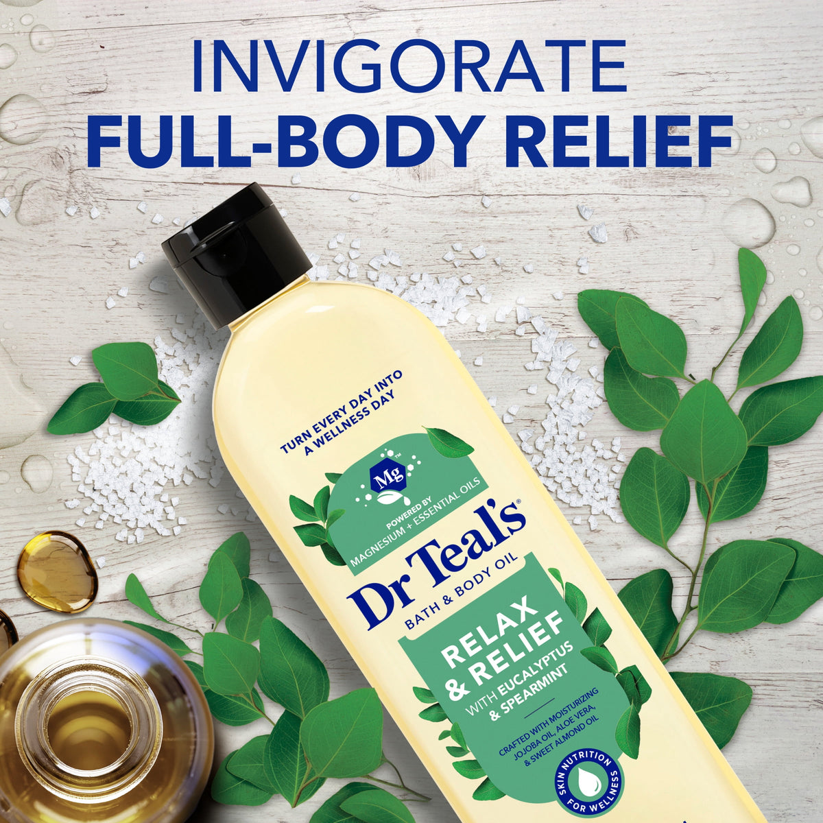 Dr Teal's Relax & Relief Bath & Body Oil with Eucalyptus & Spearmint Essential Oils, 8.8 fl oz