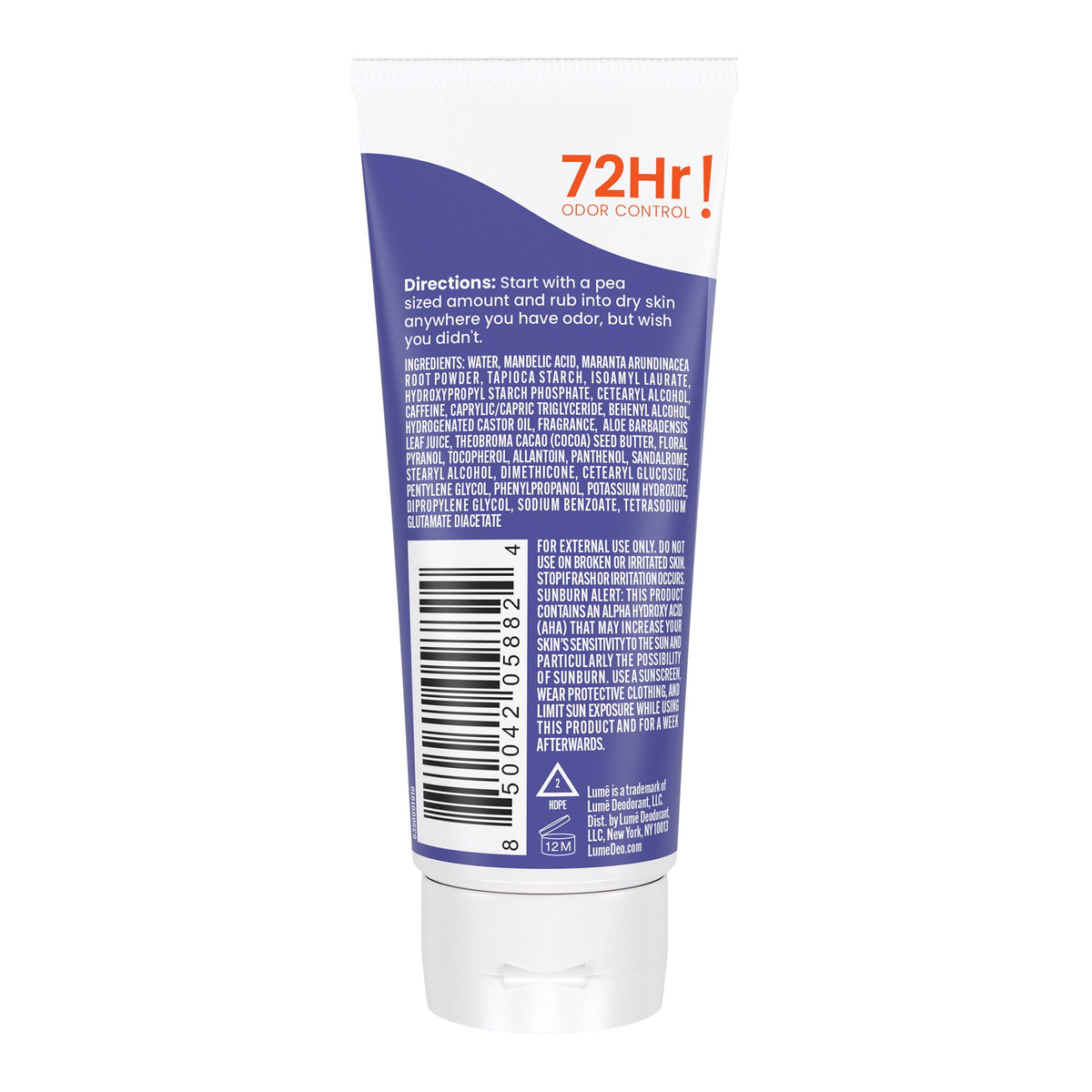 Lume Whole Body Women's Invisible Cream Tube Deodorant Soft Powder Scent, Aluminum-Free, 2.2 oz