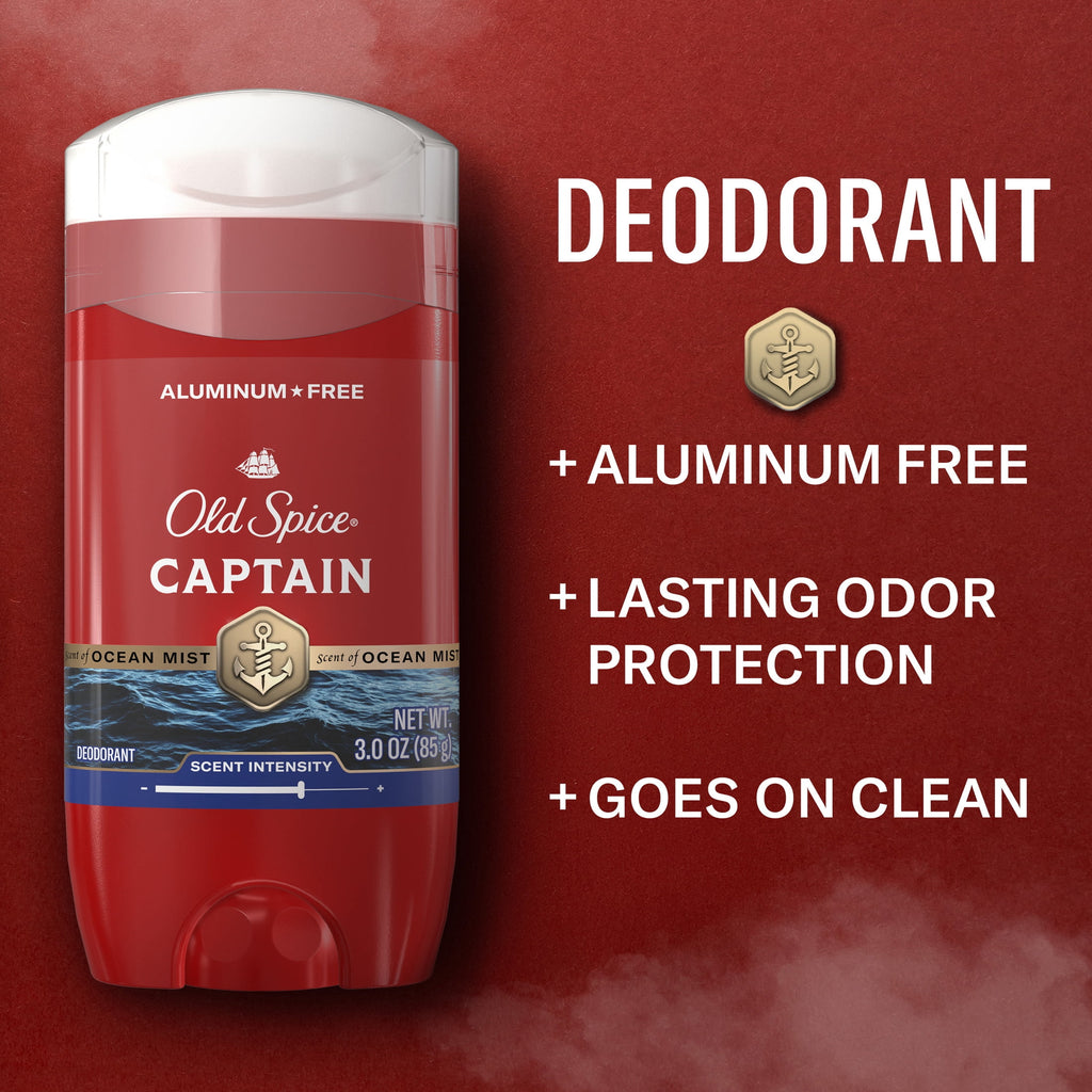 Old Spice Deodorant for Men, Aluminum Free, Captain, 24/7 Odor Protection, 3.0 oz