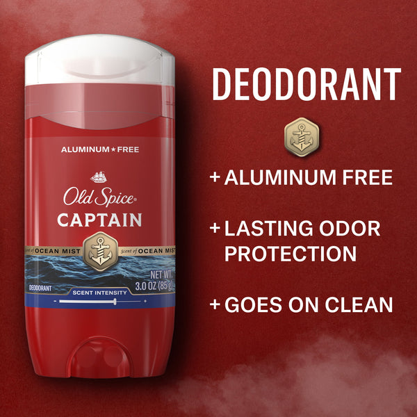 Old Spice Deodorant for Men, Aluminum Free, Captain, 24/7 Odor Protection, 3.0 oz