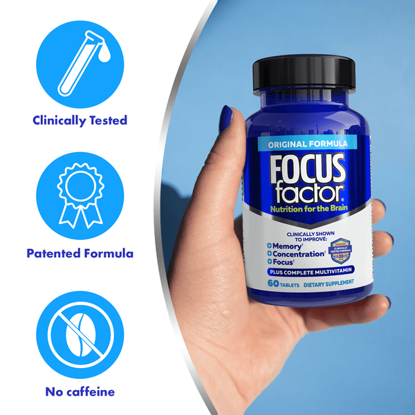 FOCUS FACTOR Original (60 Count) - Brain Health Supplement with Vitamins B6, B12, D, Bacopa Monnieri