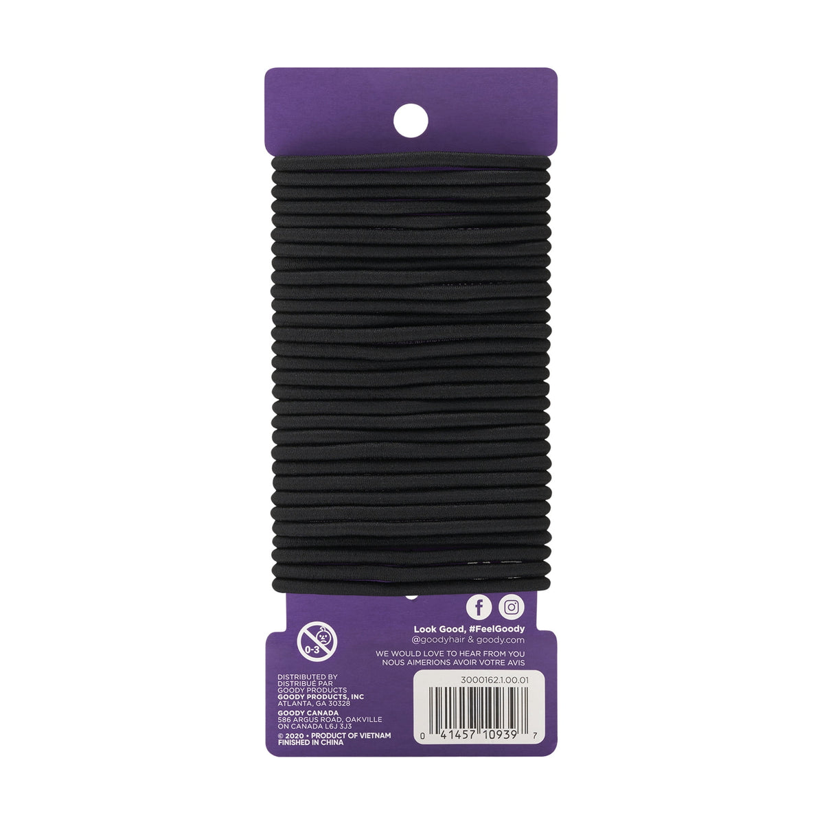 Goody Ouchless No Metal Black Braided Hair Ties, Strong Hold, 30 Count