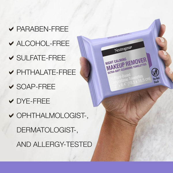 Neutrogena Night Calming Makeup Remover Cleansing Towelettes, 25 ea