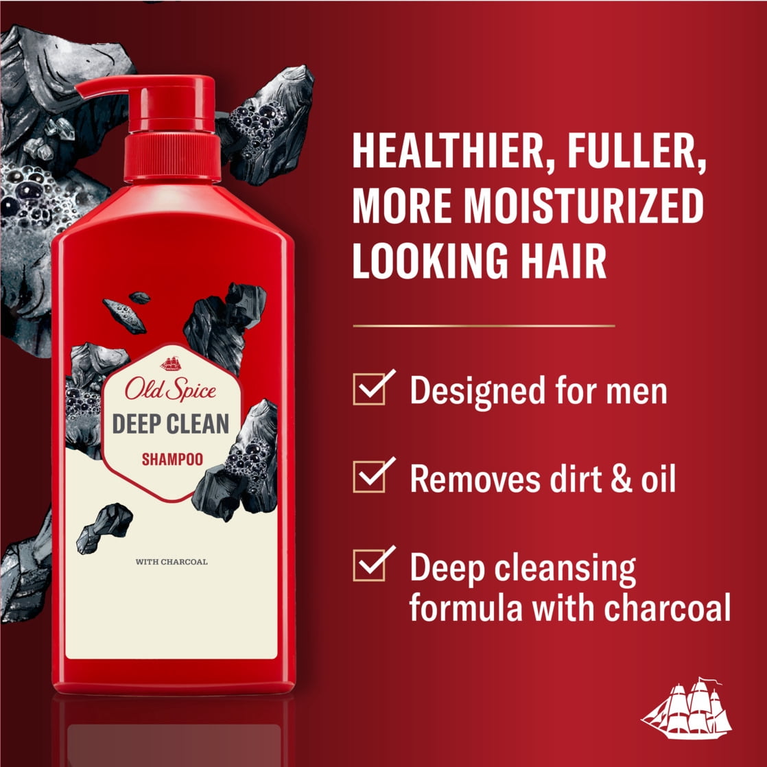 Old Spice Volcano Charcoal Shampoo for Men, All Hair Types, 21.9 fl oz