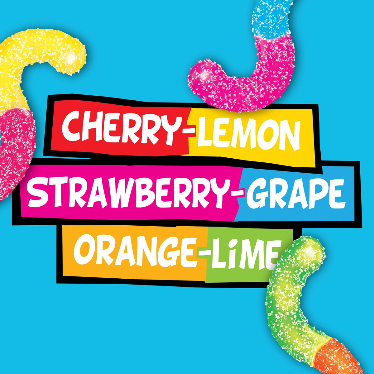 Trolli Sour Brite Crawlers Candy, Cherry-Lemon, Strawberry-Grape & Orange-Lime, Sweet and Sour, Gummy Worms, 14 oz