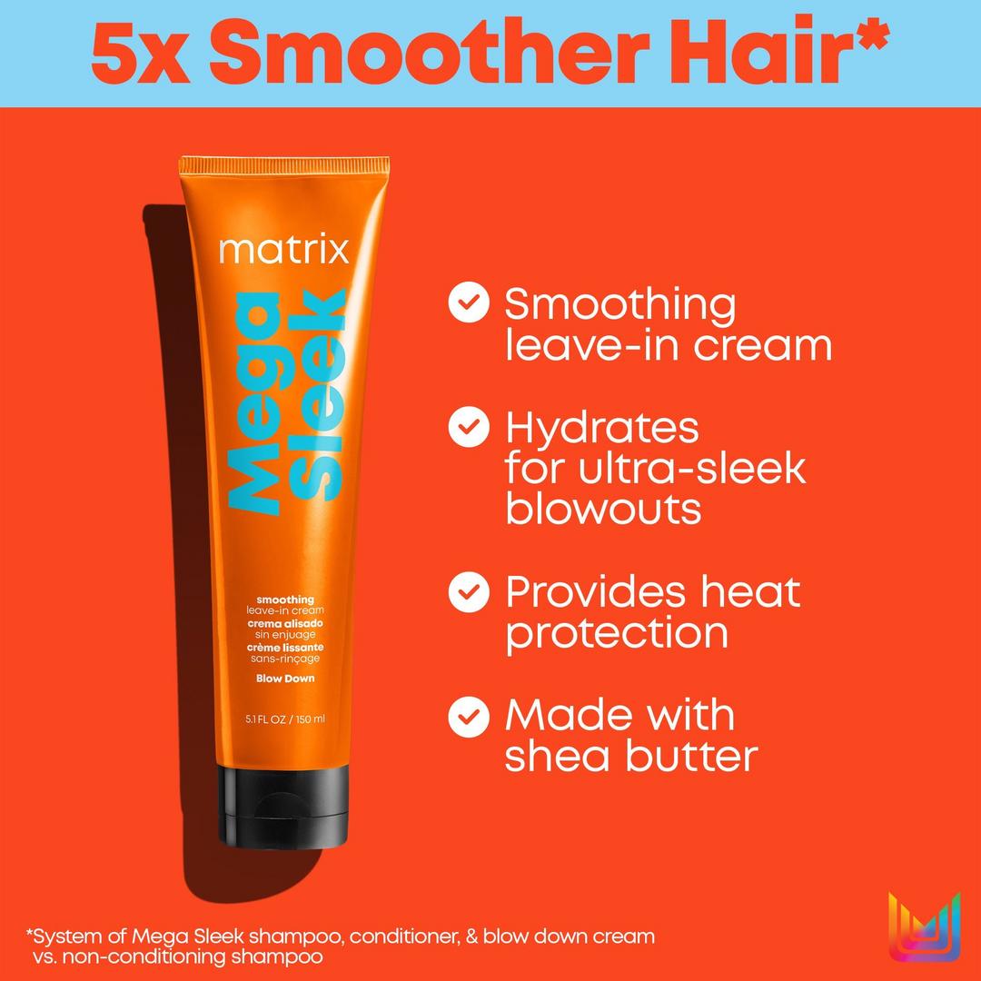 Matrix Total Results Mega Sleek Blow Down Smoothing Leave-In Cream, 5.1 oz