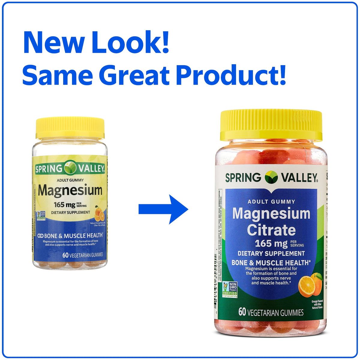 Spring Valley Magnesium Gummies for Bone & Muscle Health Support, 165mg, Orange Flavor, 60 Count