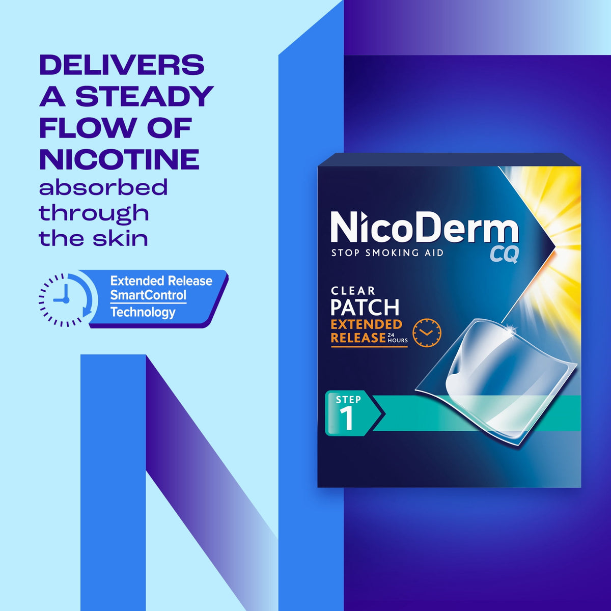 Nicoderm CQ Step 1 Extended Release Nicotine Patches to Stop Smoking, 21 Mg, 14 Count